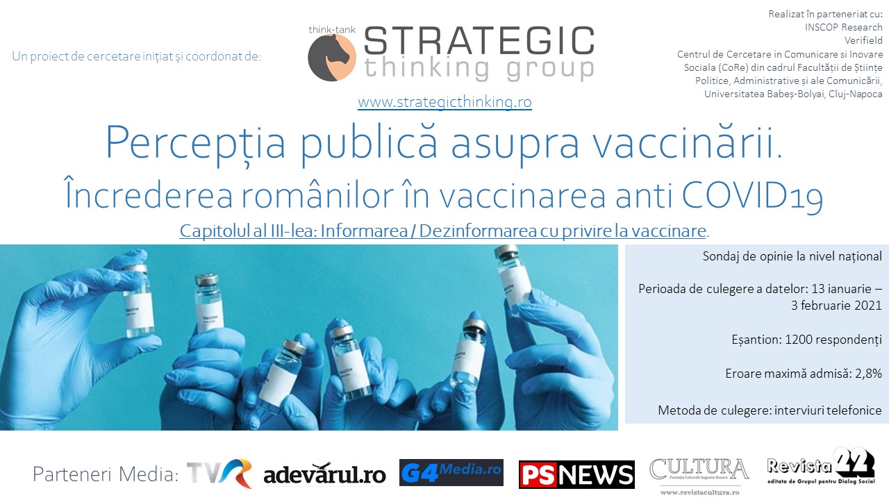 10 FEBRUARIE 2021: Percepția publică asupra vaccinării.  Încrederea românilor în vaccinarea anti COVID19 – CAPITOLUL al III-lea