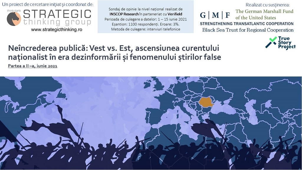 IUNIE 2021 – Neîncrederea publică: Vest vs. Est, ascensiunea curentului naționalist în era dezinformării și fenomenului știrilor false – Partea a II-a. Capitolul 2: Național vs. European, tendințe naționaliste în societatea românească