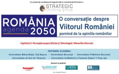 IULIE 2022 – Sondaj de opinie. Proiect: AGENDA ROMÂNIA 2050. O conversație despre viitorul României; Capitolul 5: Percepția asupra Științei și Tehnologiei. Inteligența artificială și roboții. Meseriile viitorului